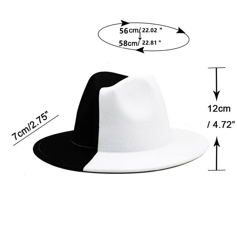 Sombrero Fedora de Jazz para hombre y mujer, gorro de fieltro de lana de retales, de ala ancha, Trilby, de vaquero, para fiesta de Panamá, color