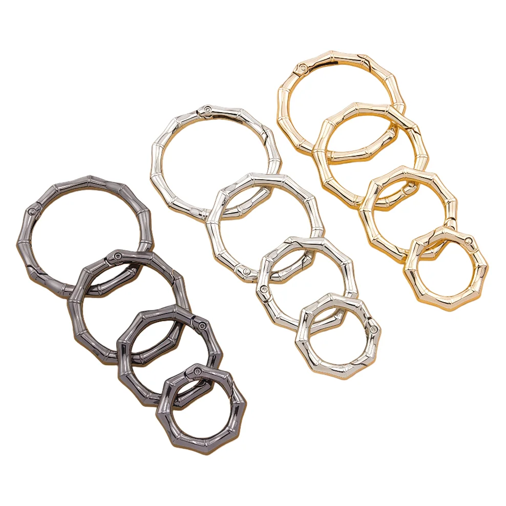 

1pcs Metal Bamboo Buckle Round Push Trigger Key DIY Connector Spring O-Ring Carabiner Openable Keyring Snap for Purses Handbags