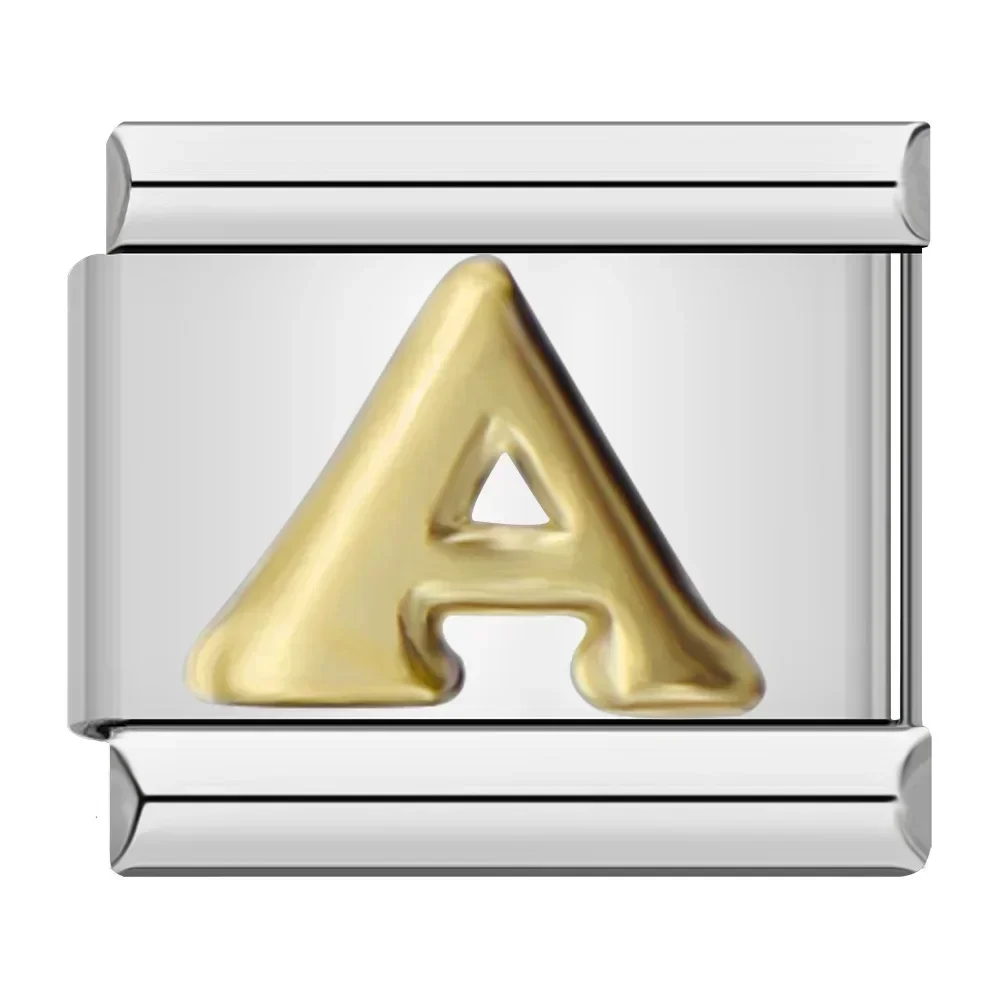 Hapiship 2024 Nieuwe Mode 26 Engelse Letters Italiaanse Charm Links Fit 9 Mm Roestvrij Stalen Armband Maken Vrouwen Sieraden DJ110