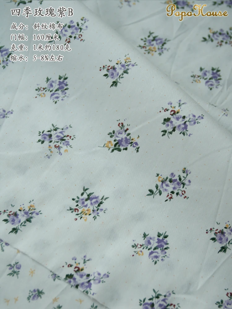 Four Seasons Rose Countryside Kleiner Blumen-Twill-Stoff aus reiner Baumwolle für Kleider und Bekleidung, 160x50cm – Detail 28