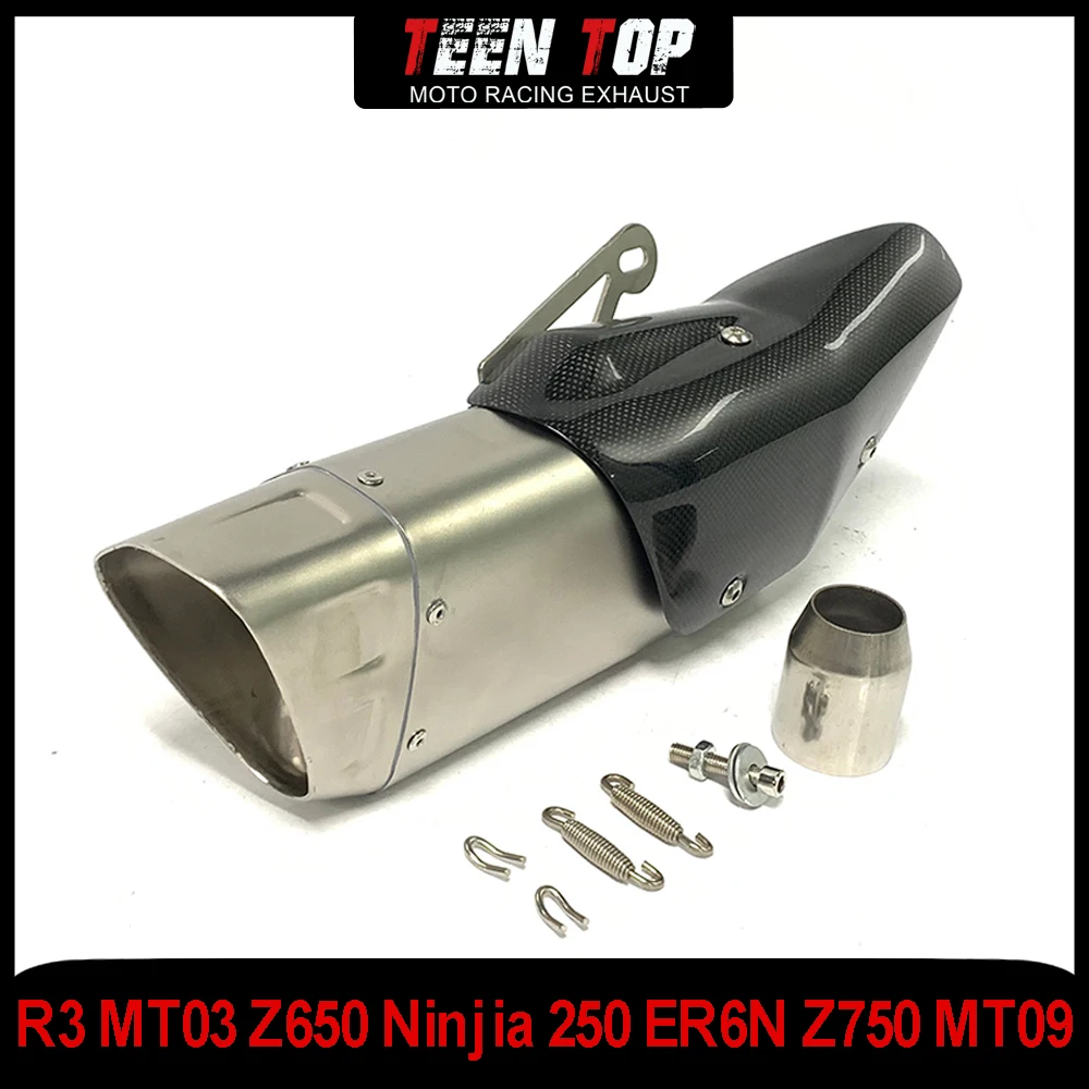 51mm Universal Motorcycle Exhaust Escape System For Yamaha R3 MT03 MT09 Z650 Ninjia 250 ER6N Z750 Escape Exhaust Muffler