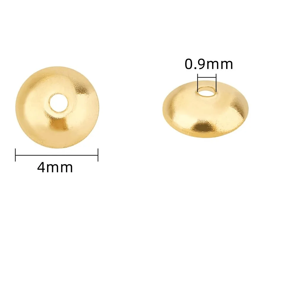 50pcs/Lot Stainless Steel Gold Color Round Bead Caps for DIY Bracelets Components Jewelry Making Accessories Supplies Material