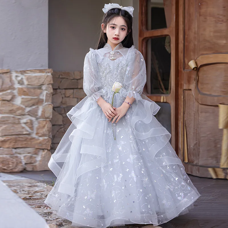 

Детское легкое роскошное нишевое высококачественное платье принцессы на 10-летие для девочек, модное выступление на фортепиано