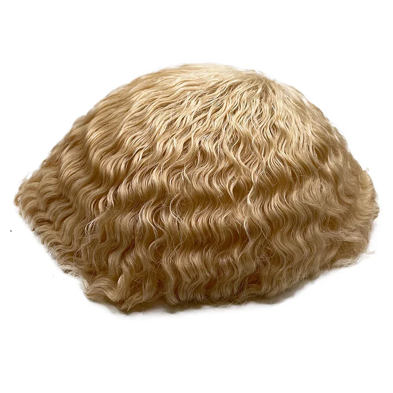 Blonde 613 volle Spitze Toupet Perücken für schwarze Männer 6 "Afro Perücke für Männer hochwertige männliche Haarprothese 100 % Echthaar Männer Perücke