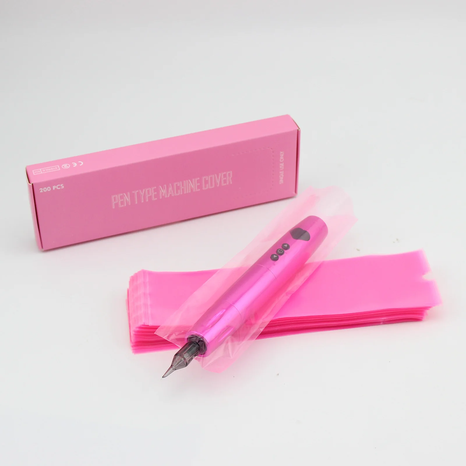 200 Pcs / Box Pink Tattoo Pen Machine Cover Bag Permanent Makeup Pen Sleeves