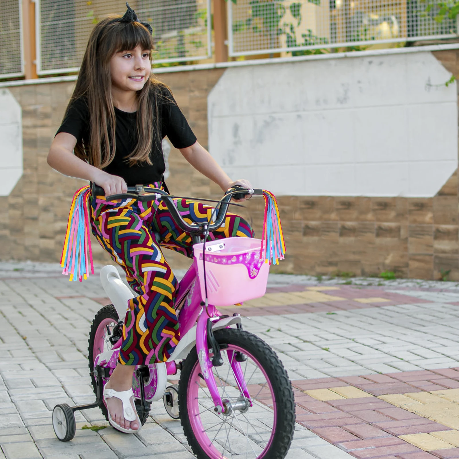 

Childrens Bicycle Streamers Kids Tassel Ribbon Bike Accessories Sparkly Handlebar Decorations Durable Material