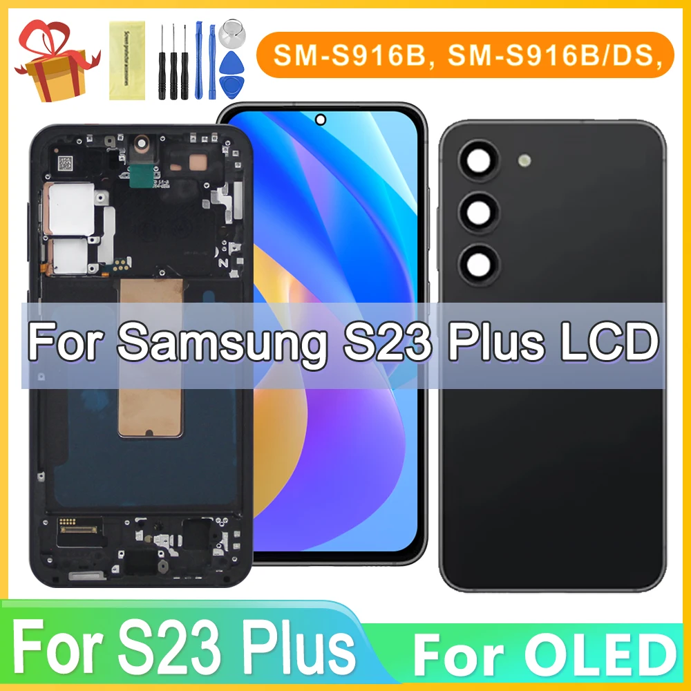 NEW OLED S23+ LCD For Samsung S23 Plus Display Touch Screen Digitizer For Galaxy S23 Plus 5G S916B S916U With Frame