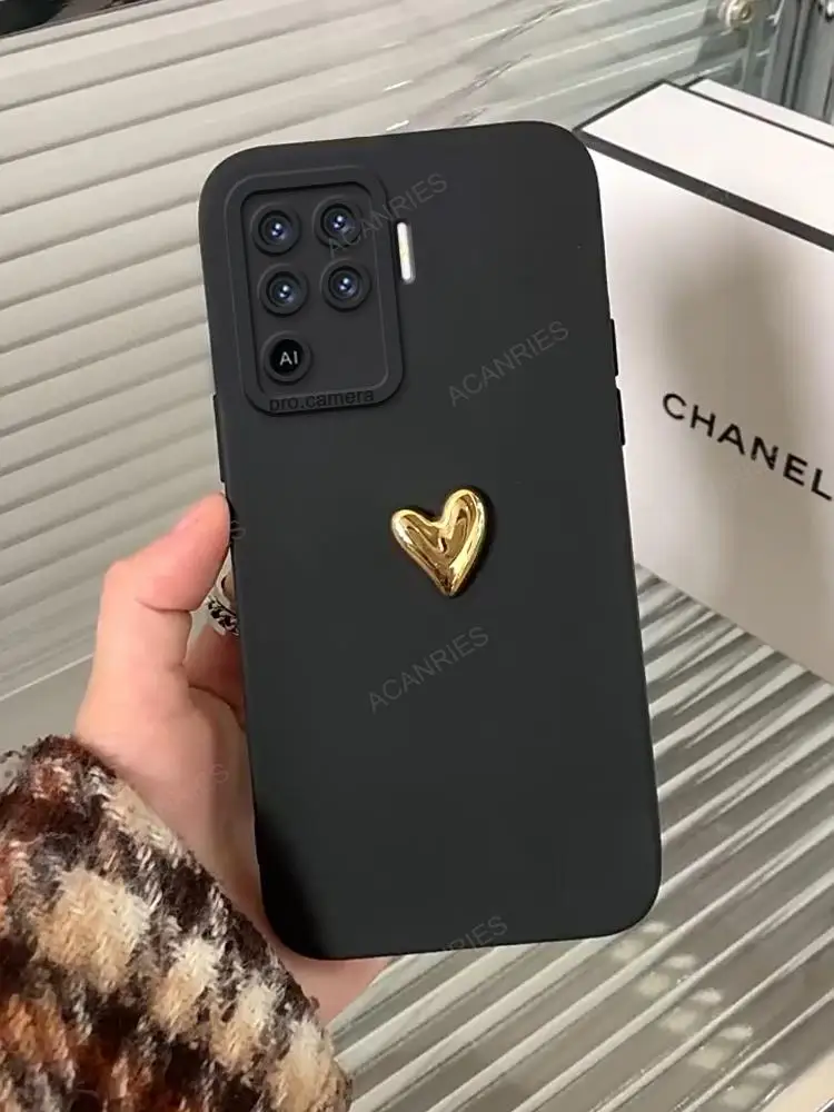 Cute 3D Love Heart Silicone Soft Case For Oppo Reno 5 Lite Pro 4G 5G Cover Reno5 Reno6 5lite 6lite Reno7