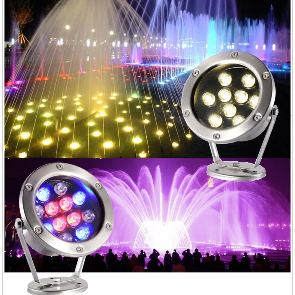 

RGB Waterproof IP68 LED Flood Light Underwater Fountain Pool Pond Aquarium Spotlight Outdoor Garden Lamp 3-24W 12V 24V Lights