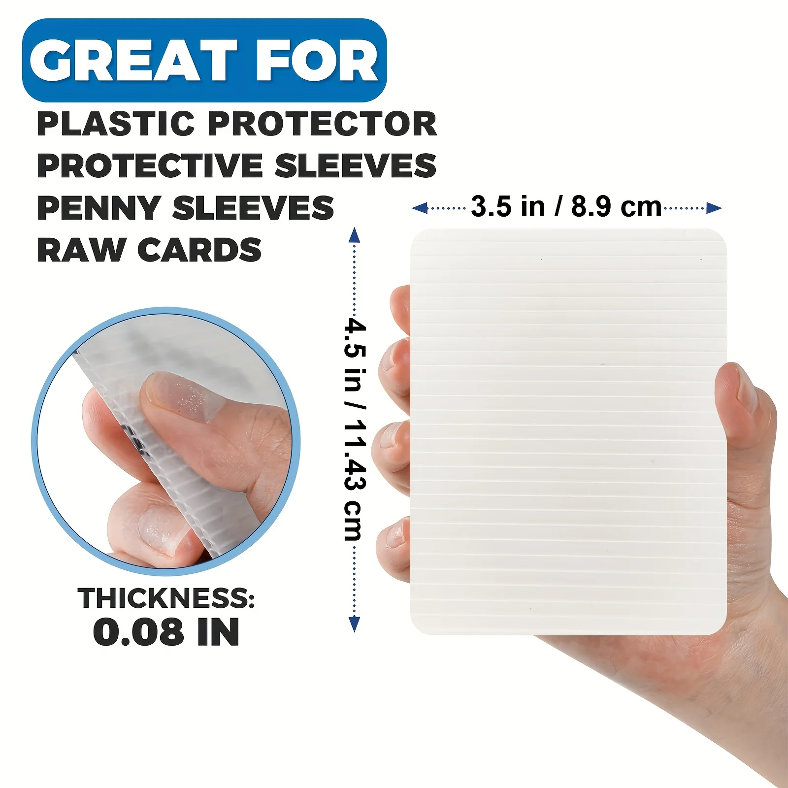 Trading Card Shipping Protector 3.5x4.5in Hard Plastic Sleeves Semi-Transparent w/ Tape Rounded Corners for Sports Game Cards