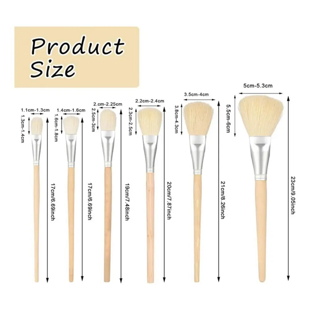لينة الماعز الشعر اللوحة القلم قابلة لإعادة الاستخدام الخشب اللون الماعز ممسحة شعر فرشاة عالية الجودة تنوعا مزيج ممسحة فرشاة مجموعة المنزلية #6