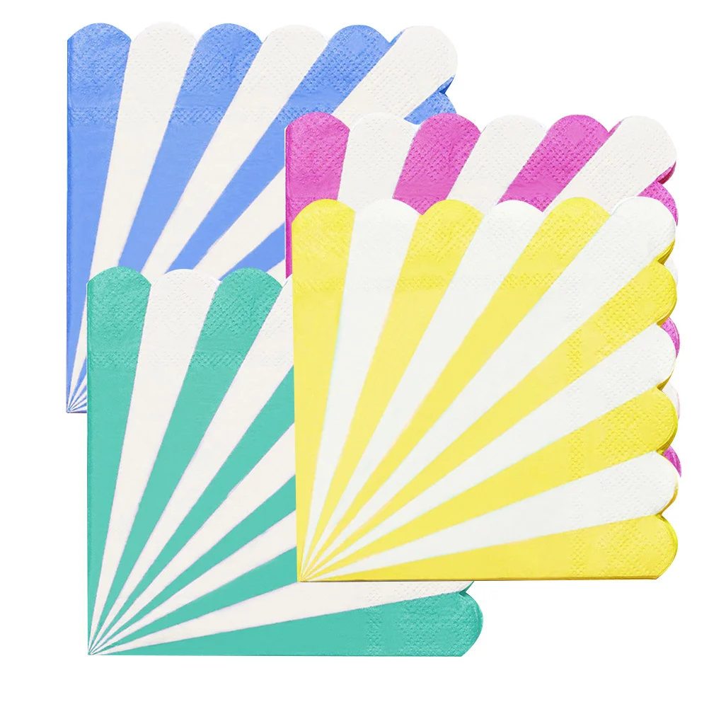 

16 Sheets Disposable Tissue for Party Lovely Cartoon Strip Design Napkin Essential Birthday Party Supplies Comfortable Wiping