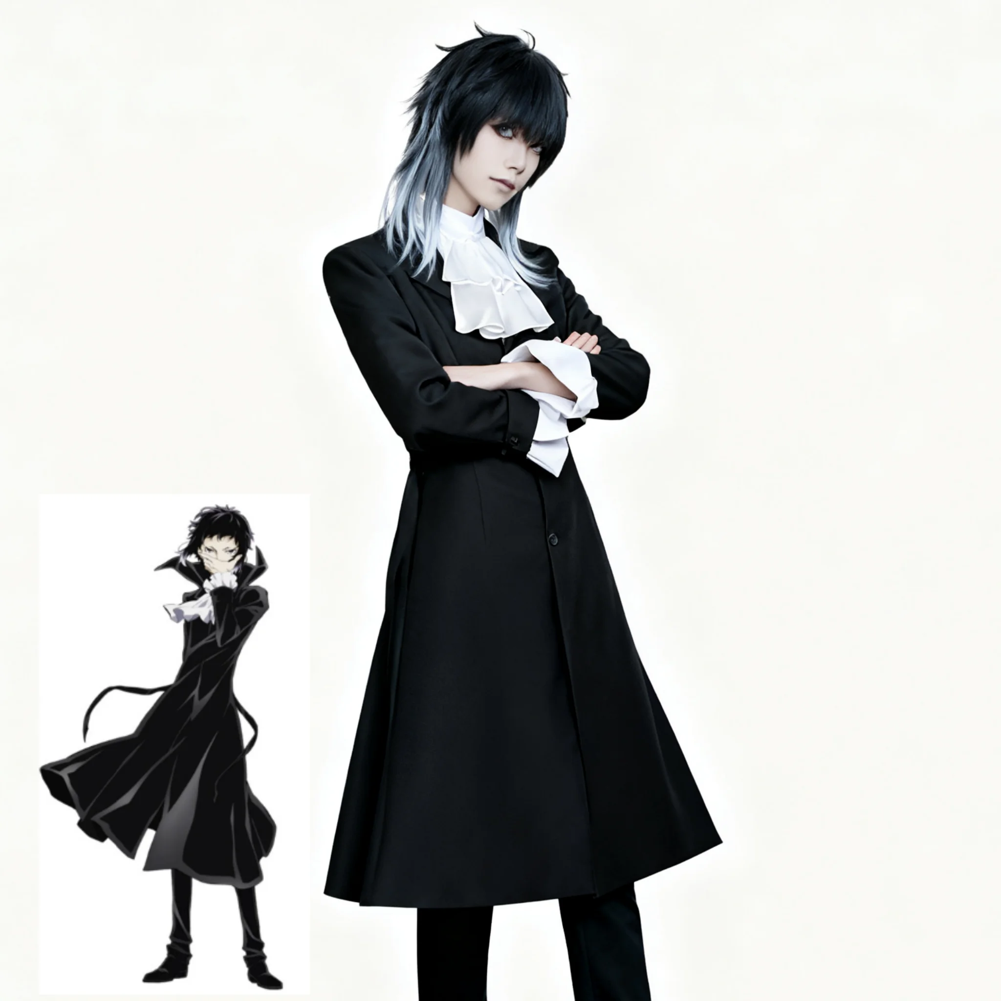 Anime Bungo Stray Dogs Akutagawa Ryunosuke Cosplay Costume Shirt Vest Pants Coat Full Set Halloween Christmas Party Clothes view 3