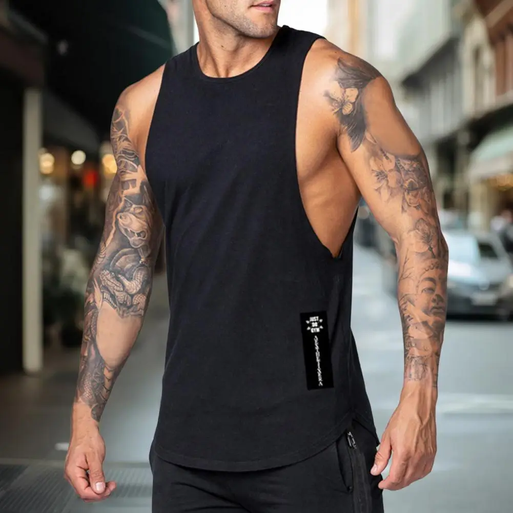 Men Vest Men Vest Stylish Men's Summer Tank Tops with Letter Decoration Wide Shoulder Straps Solid Color Design for Streetwear