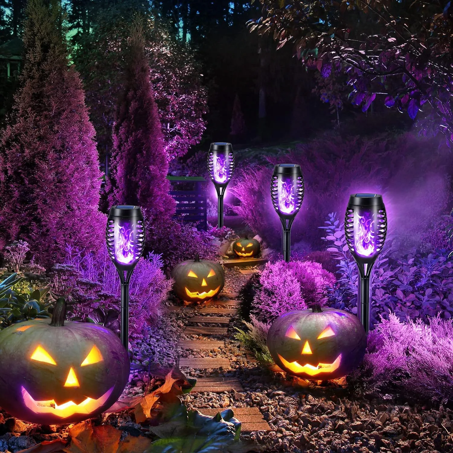Purple Flame Lamp Solar Torch Lamp Outdoor Waterproof Lawn Ground Inserted Landscape Garden Path Lawn Light Solar Power Light