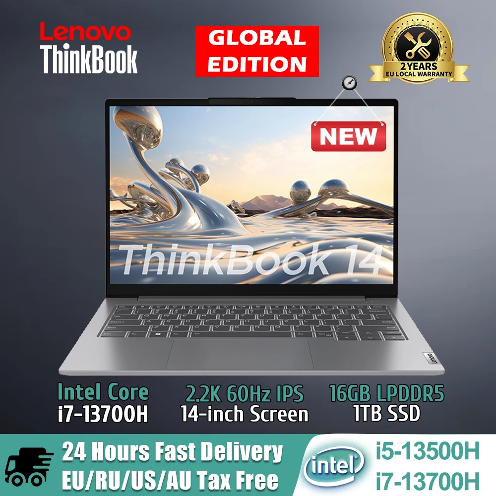 Lenovo ThinkBook 14 Laptop Intel Core i7-13700H/i5-13500H 16GB + 1TB SSD 14 Inch 2.2K 60Hz IPS Screen Notebook PC New