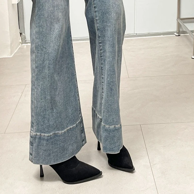 Pointed Toe Women's High Heel Ankle Boots Fashion Elegant Dancing Party Shoes Autumn Winter Women's Stretch Slim Short Booties