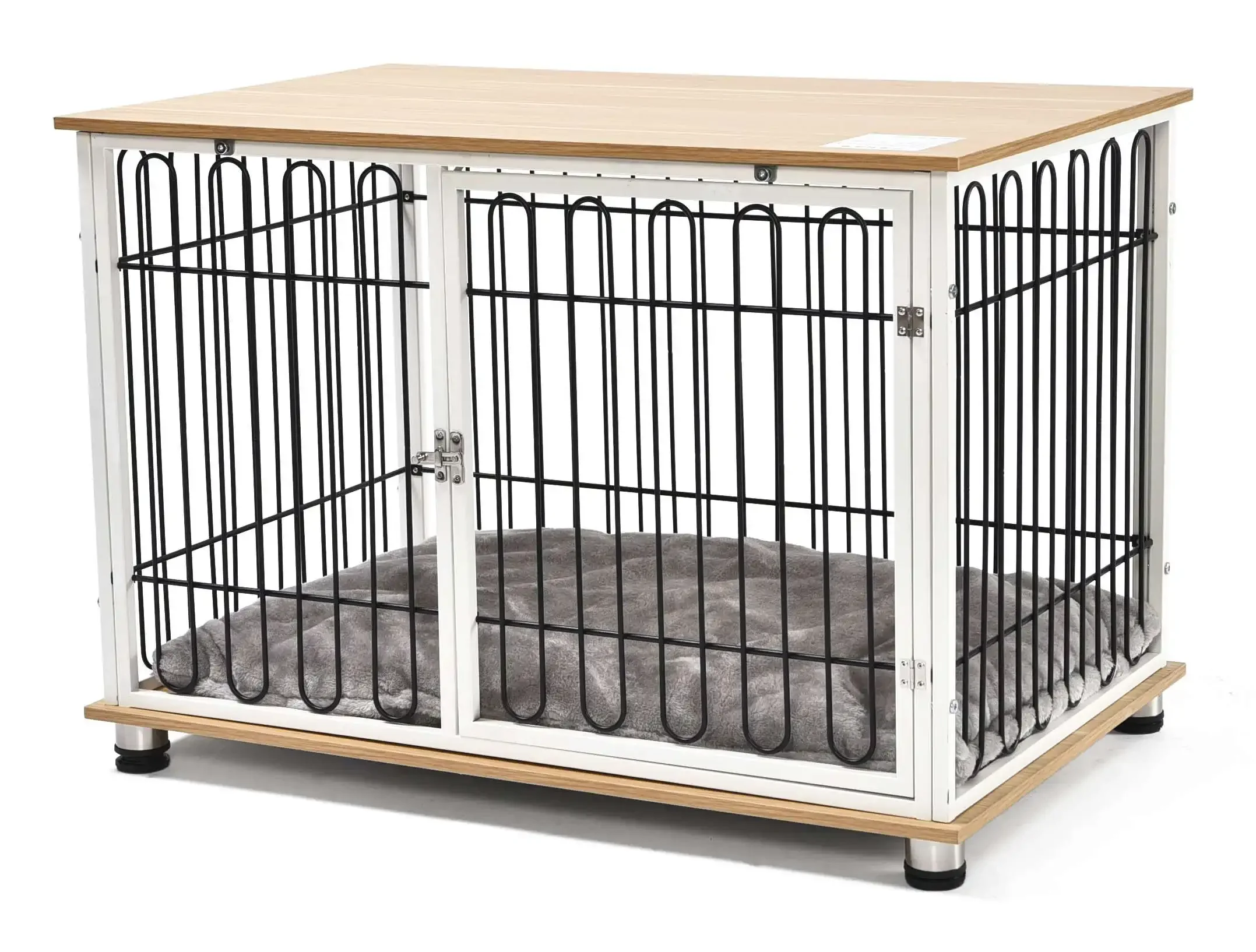 Modern Wooden Pet Dog Cages Metal Kennels With Adjustable Waist Belt For Dogs