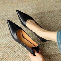 NEW Spring/Autumn Women Pumps Genuine Leather Shoes for Women Pointed Toe Thin Heel Shoes Cocise Black High Heels Stiletto Heels