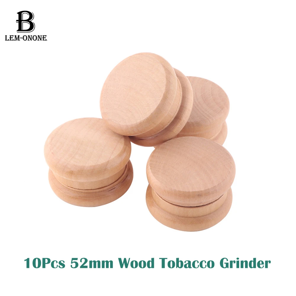 

10Pcs 52mm Zinc Alloy Tobacco Grinder Round Wooden Herb Mills Metal Crusher 2-Layers Rhombus Cutter Smoker Smoking Accessories