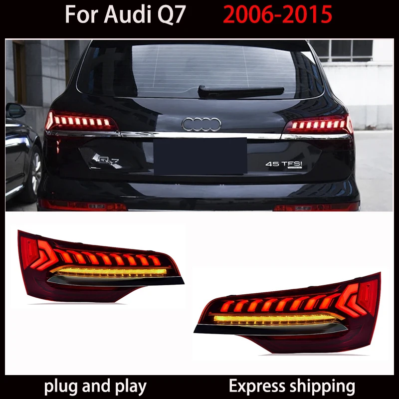 

Автоматические задние фонари в сборе для Audi Q7 2006-2015, обновление 2023, светодиодные задние фонари с динамическим потоком, аксессуары