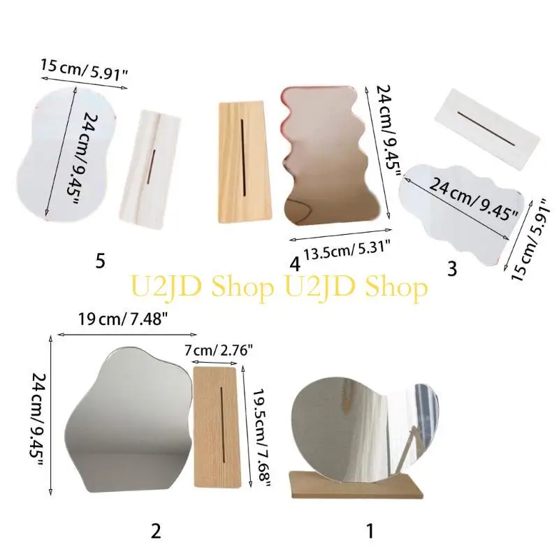 U2JD 간단한 불규칙 거울 홈 데스크탑 메이크업 미러 아크릴 장식 스탠딩