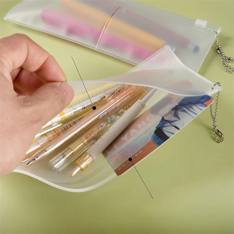 TETP 5Pcs Thicken Frosted Zipper Bag Inside With Two Pockets School Pencil Eraser Ruler Card Accessories Packaging Resealable