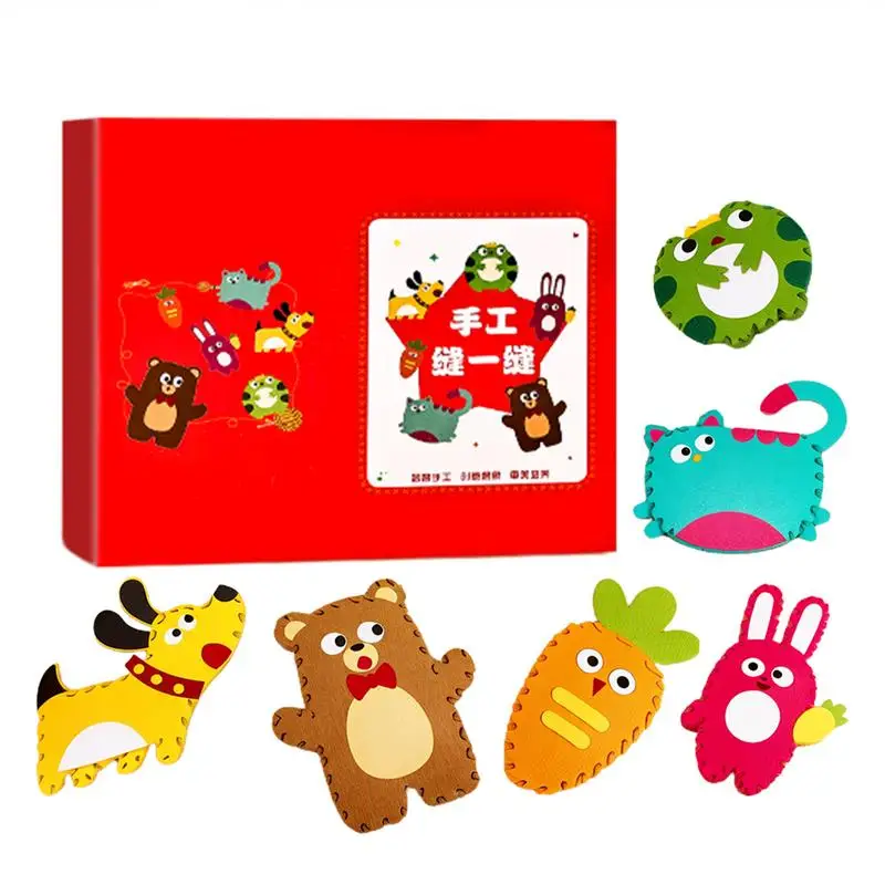 Kit da cucito per bambini Kit da cucito giocattolo fai da te progetti artigianali semplici Kit da cucito per bambini con simpatici modelli di animali Kit da cucito per