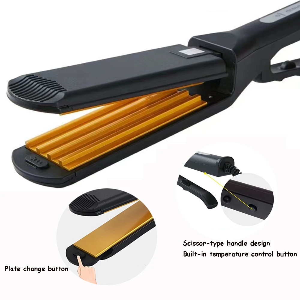 Hair Iron Ceramic Hair Straightener Professional Curling Iron Corn Perm Fluffy Splint Flat Iron Hair Styling 4 IN 1 Salon Tools
