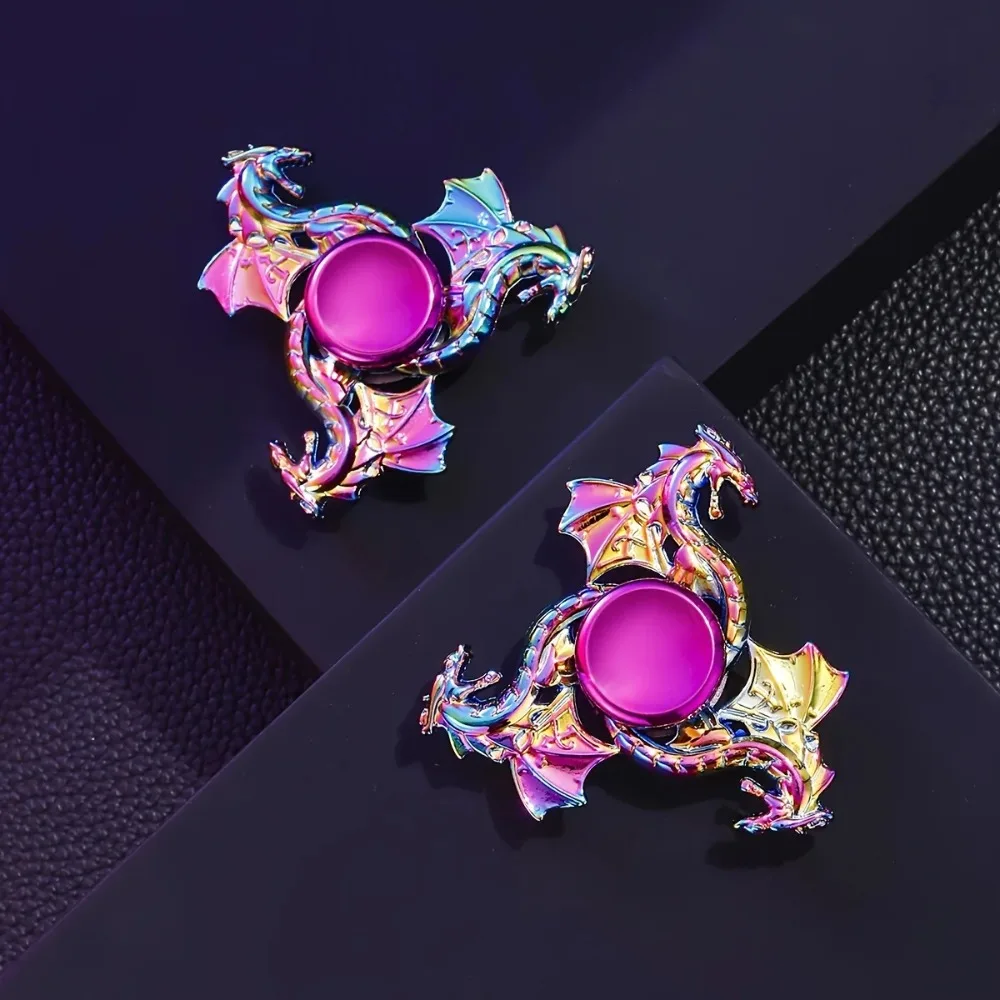 قطعة واحدة من دوارة إصبع معدنية متينة، لعبة تنين ملونة مرتفعة السماء للبالغين مع وقت دوار طويل الأمد #5