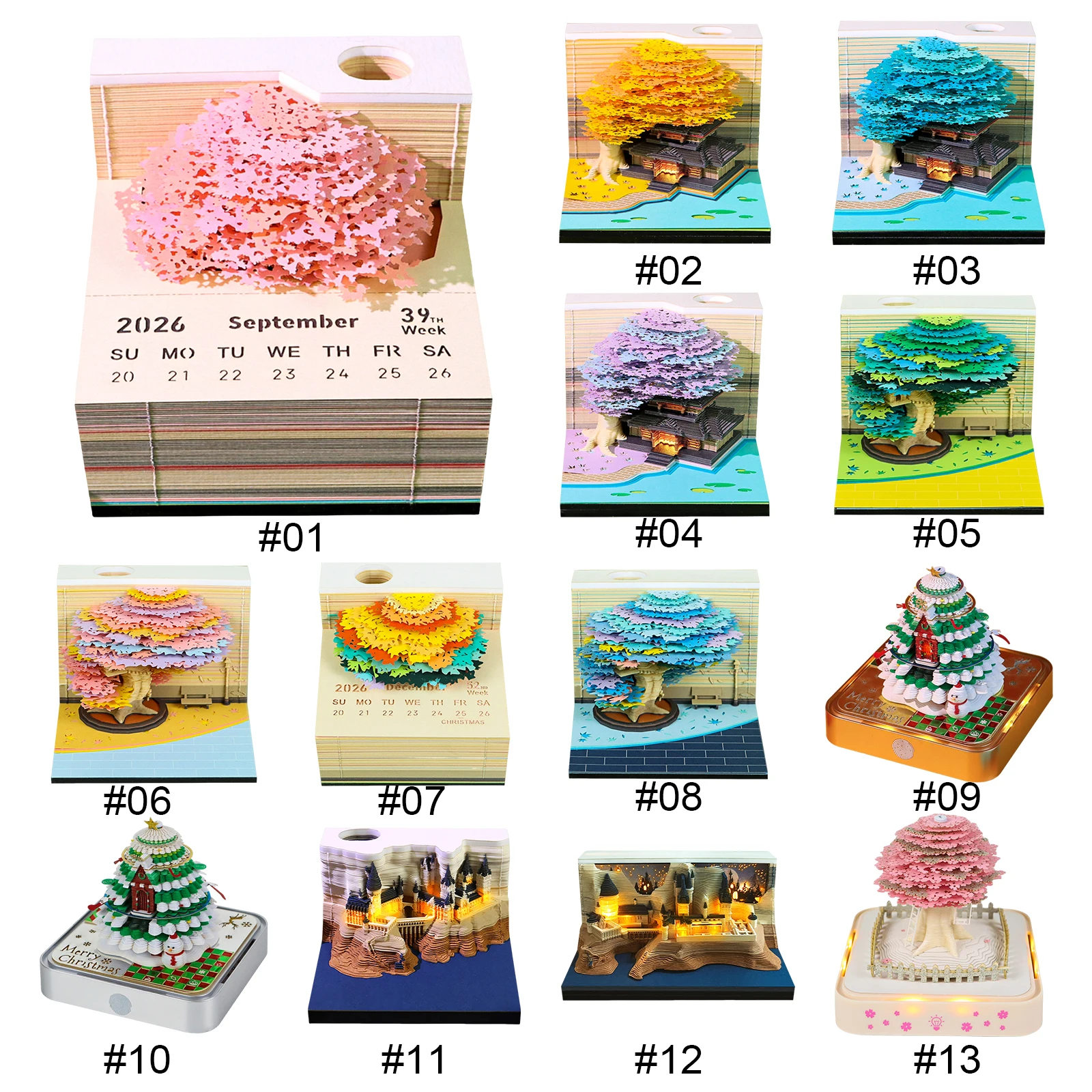 Календарь Time Piece 2026 3D-календарь 2026 Креативные 3D-блокноты Календарь 3D-художественный календарь Рождественский подарок для коллег-други