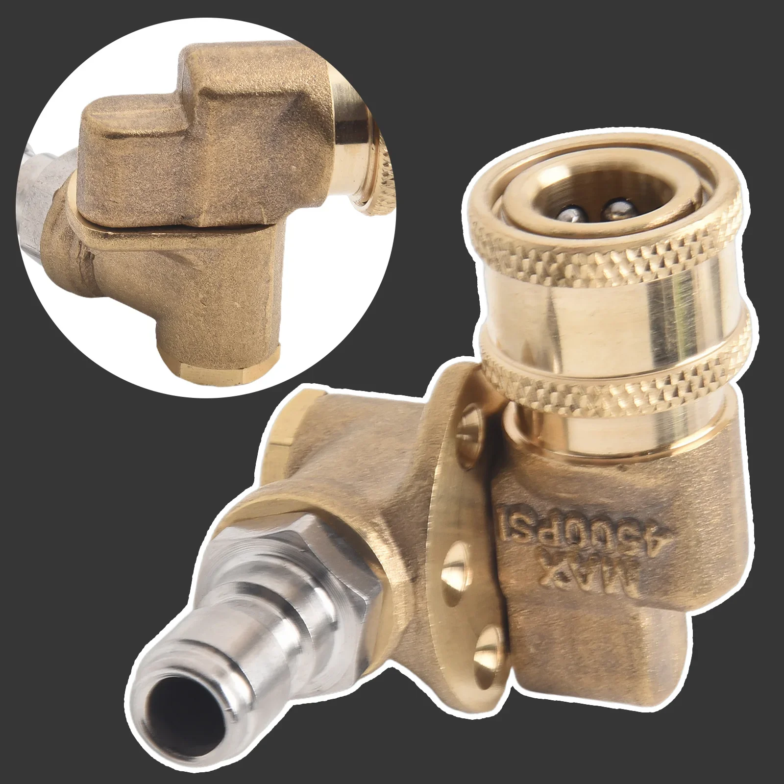 

For Outdoor Cleaning Quick Connect Coupler Brass Coupler For Nozzles Versatile Angles Quick And Easy Connection Smooth Rotation