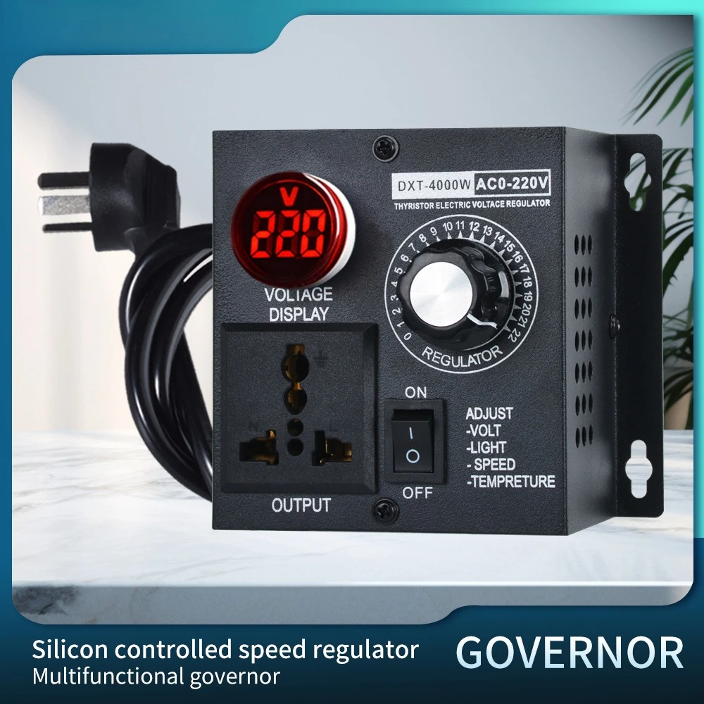 220V 4000W Electronic Voltage Regulator Stepless Dimmer Speed Controller For Fan Grinder Electric Heater AC Motor Dimming Switch