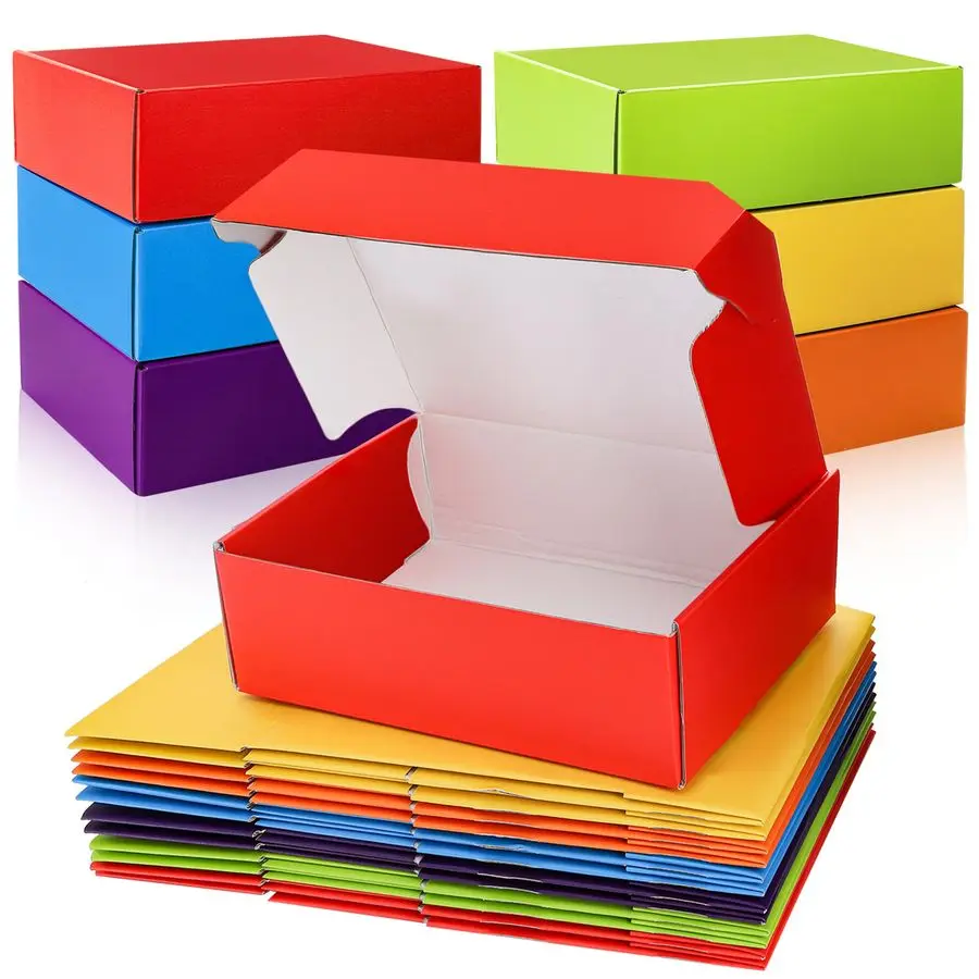 

12x9x4 Inches Shipping Boxes Set of 18, Large Assorted Colors Corrugated Cardboard Box, Tab Locking Literature Mailer Box for Sm