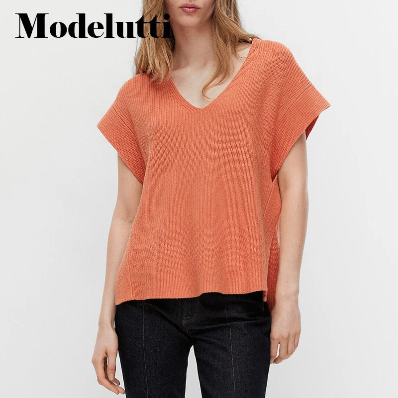 Frühling 2023 Neue Sommer Mode-Design Kurzarm Gestrickte Pullover Weste Frau Lose Solide Einfache Casual Tops Weibliche