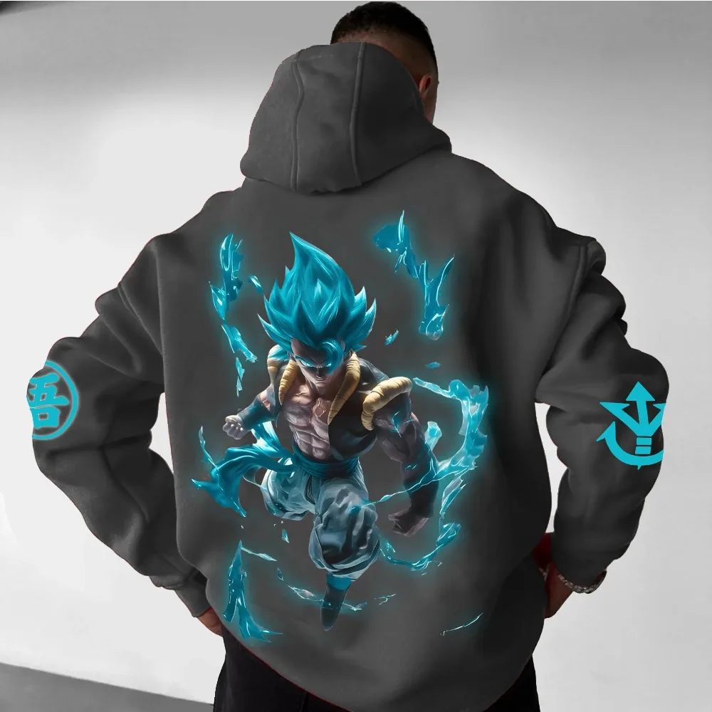 2025 New Anime Hoodie Dragon Ball Men Harajuku Streetwear Autumn Winter Retro Hooded Sweater Oversized Women Long Sleeves Unisex