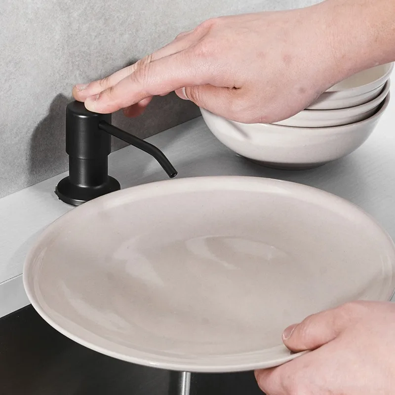 Soap dispenser, kitchen sink, sink, detergent bottle, large capacity dish basin, detergent, press, black
