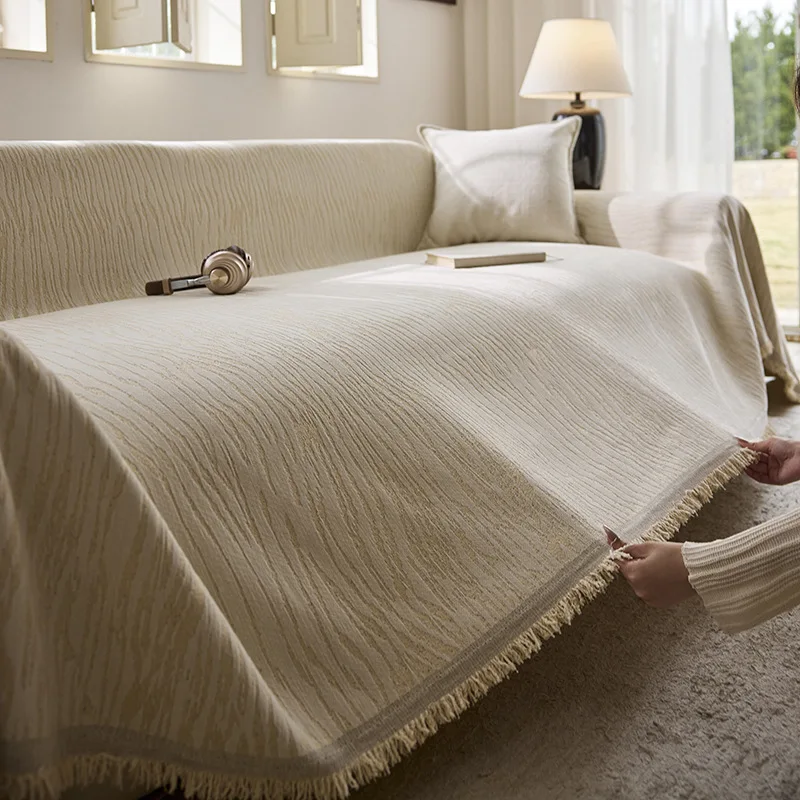 Luxury Sofa Cover L-Shaped Couches Chenille Reversible Stretchable Sofa Protector Slipcover Non-Slip All-Season Couch Blanket