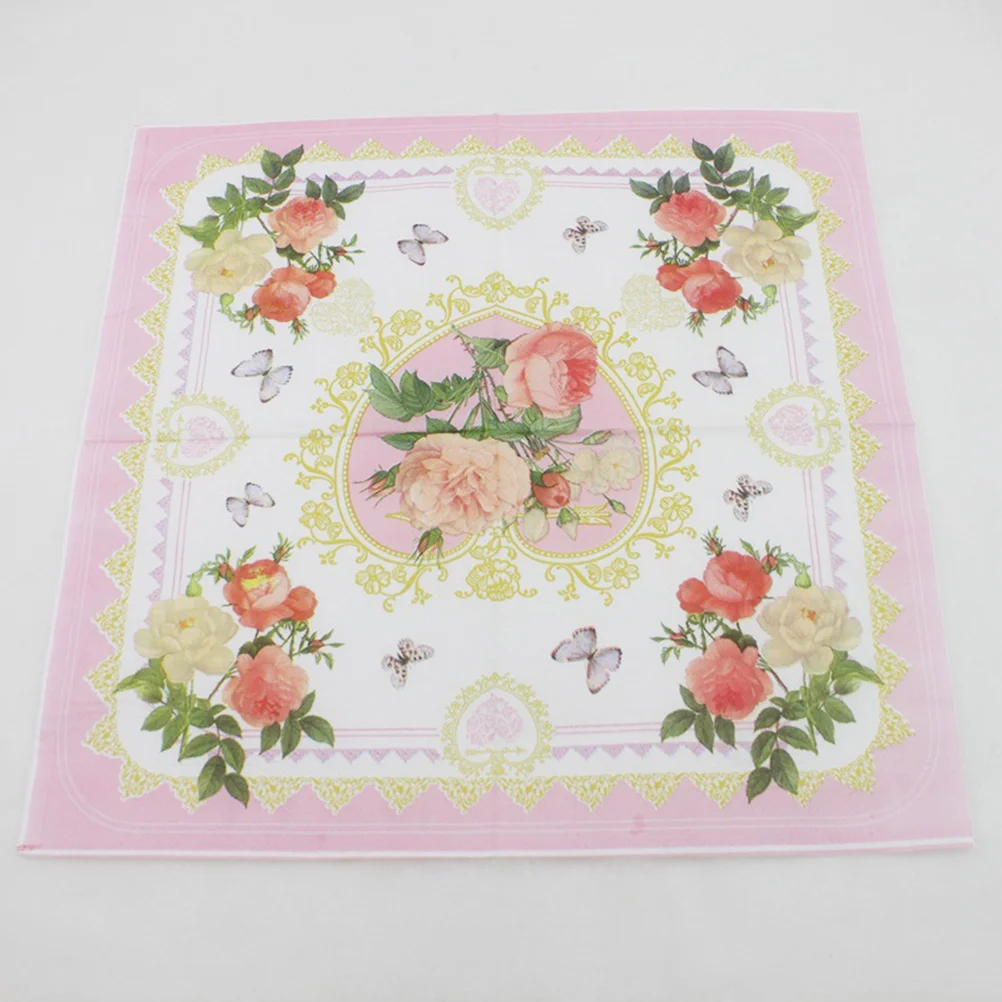 Servilletas de papel desechables con estampado Floral, suministros de fiesta para banquete, uso diario, estilo fresco, 33x33cm, 20 hojas