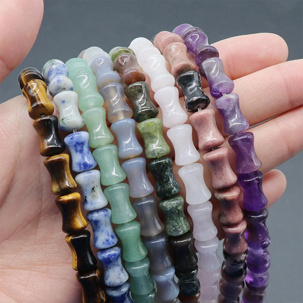 

8*12mm Bamboo Joint Shape Beads for Jewelry Making DIY Bracelet Necklace Accessories Natural Crystal Aventurine Amethyst Stone