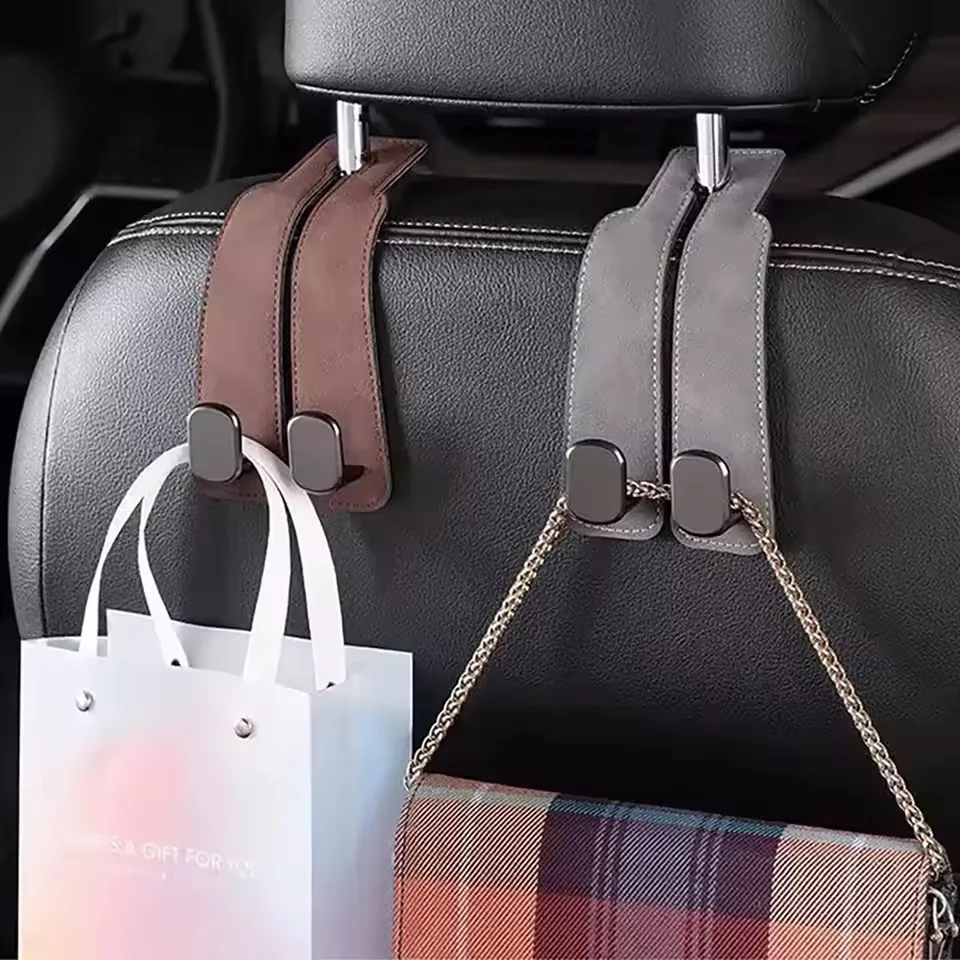 Car Headrest Hooks Hanger for Bags Seat Back Organizer Holder Clips Auto Fastener Hooks Car 2 in 1 Car Hook