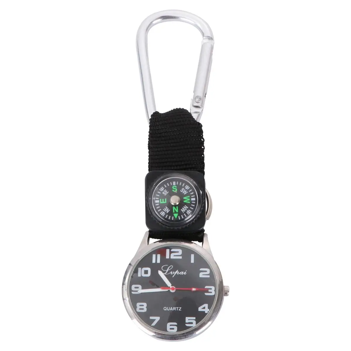 Mountaineering Clip-on Nurse Watch Carabiner Compass Glow Dark Backpacking Watches White Outdoor Sports Hospital Use Pocket