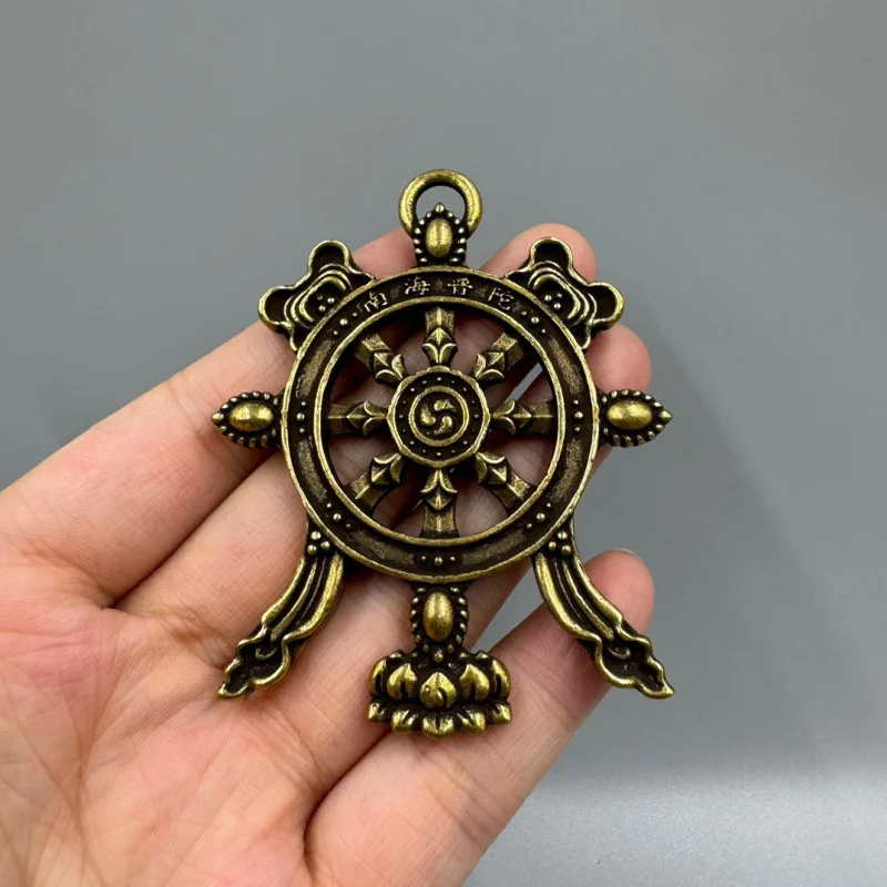 

Tibetan Brass South Sea Putuo Vajra Six-Word Wheel Pendant Pendant Car Pendant Accessories Pendant