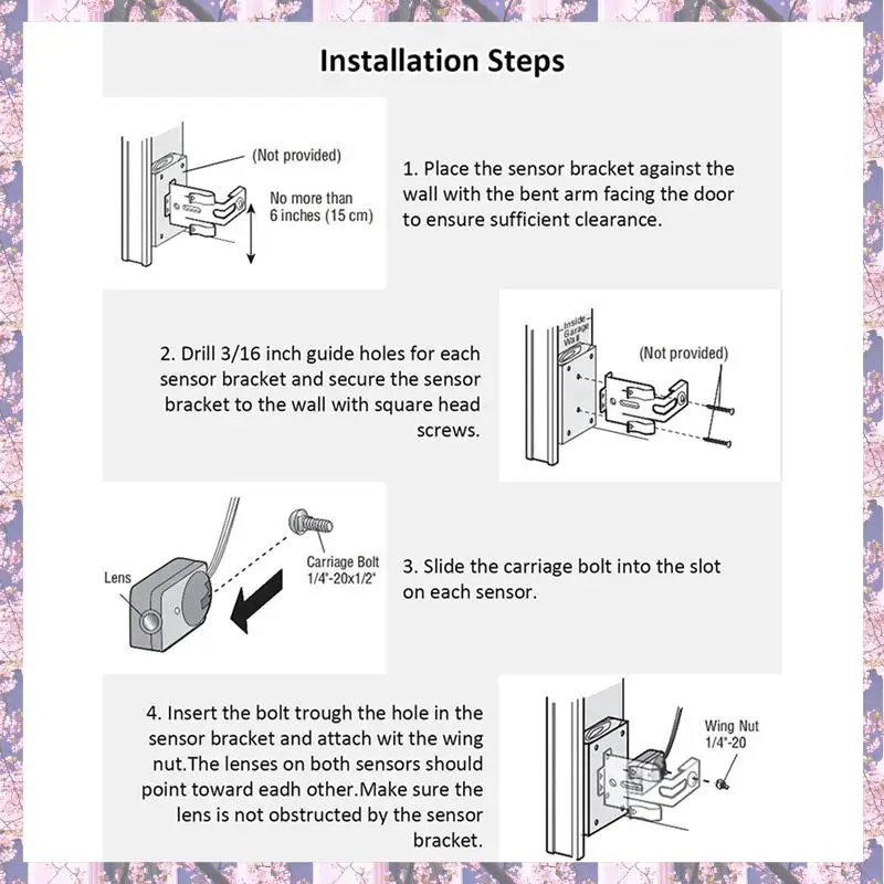 

Retail 8Pcs Garage Door Opener Safety Sensor Eyes Fit For Liftmaster Sears Chamberlain With Brackets