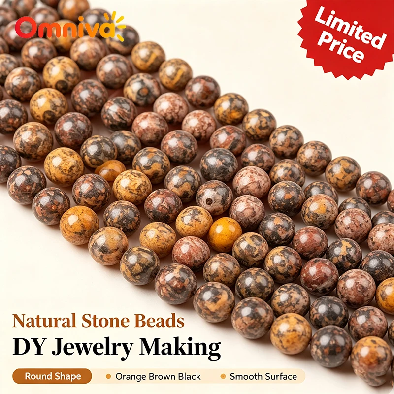 Red Leopard Skin Jasper Round Beads Natural Gemstone Loose Beads for Jewelry Making DIY Bracelet Necklace 8mm 10mm 15inch Strand