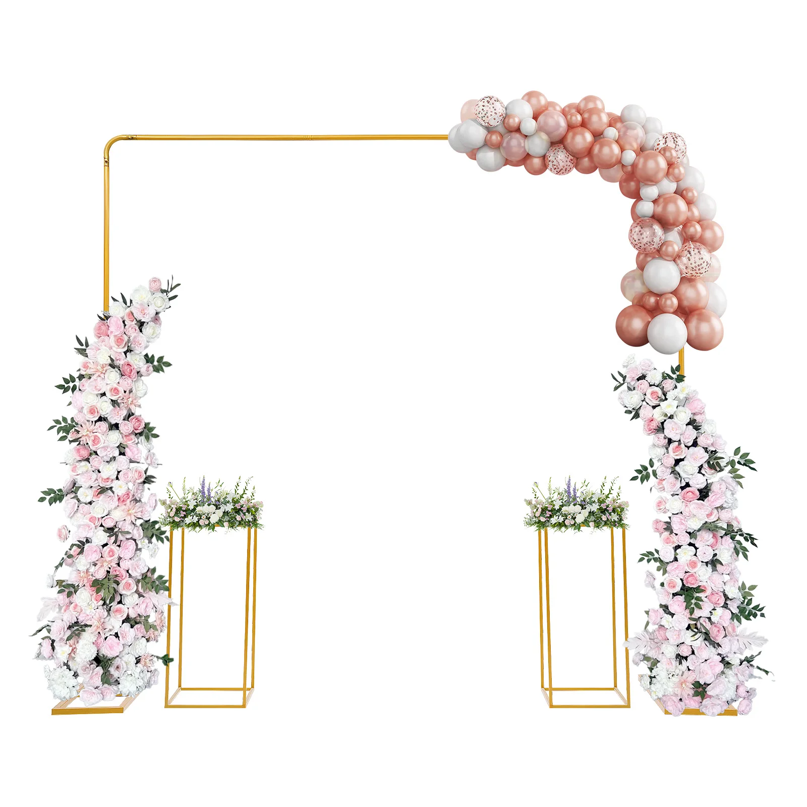 

Золотая подставка для воздушных шаров с подставками для цветов Подставка для растений со стабильными основаниями для свадеб, дней рождения, рождественских вечеринок