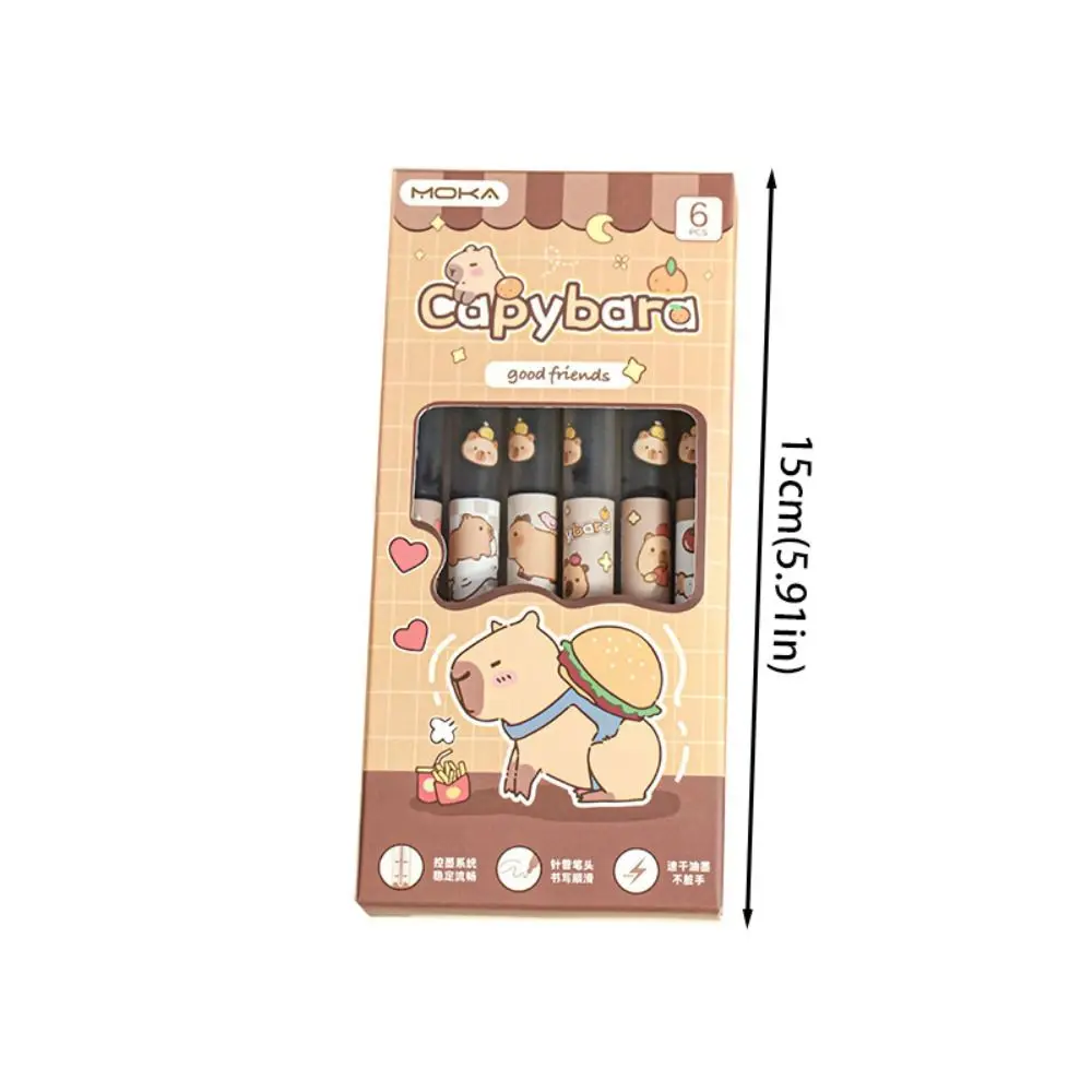 6 sztuk/partia Nowy długopis żelowy 0,5 mm z motywem kapibary, kreskówkowy długopis z pandą, ścieralny, szybkoschnący czarny długopis do szkoły, biura, artykuły papiernicze