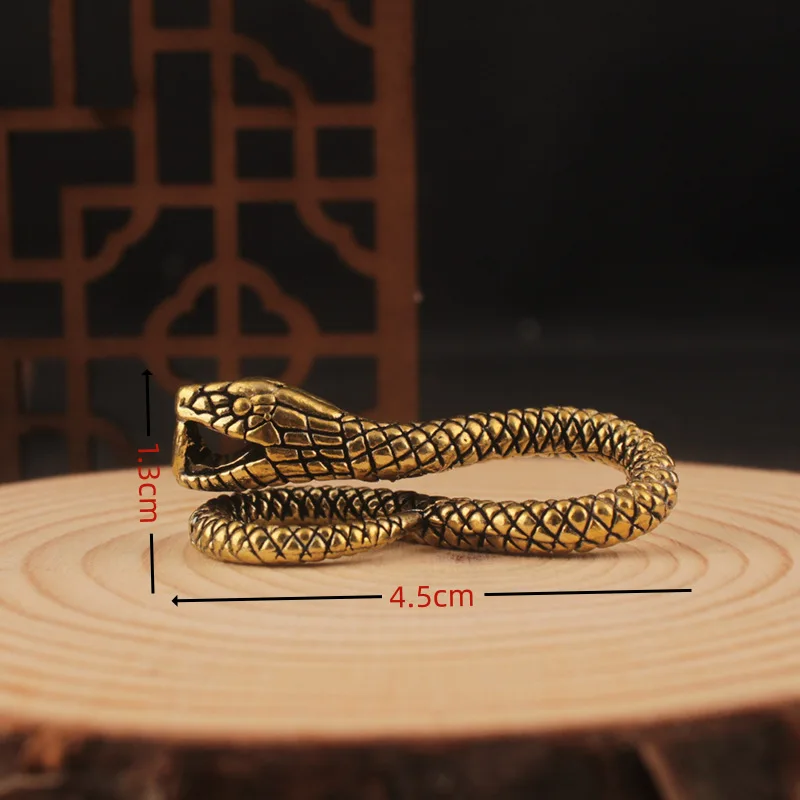 Pure Brass Vintage Giant Python Creative Keychain Zodiac Snake Luck Metal Waist Hanging Pendant Small Brassware Wholesal