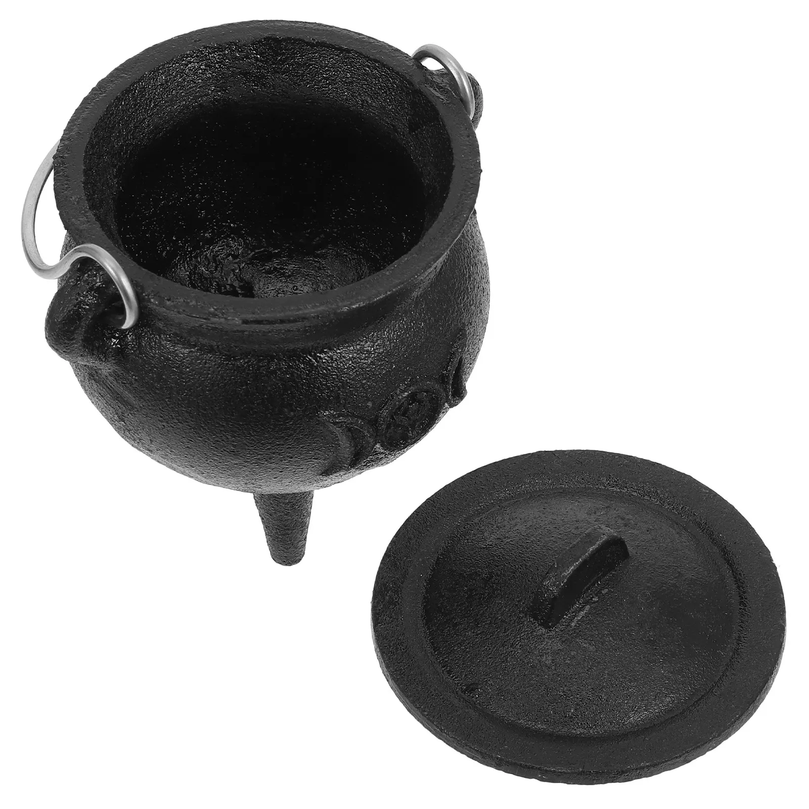 Small Cast Iron Cauldron Witch Pot Decorative Metal Cauldron for Festival Witch Theme Party Indoor Outdoor Spooky Decor Ritual