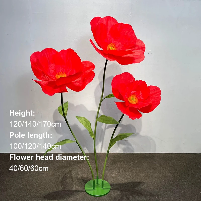 Bruiloft Kunstbloemen Papier Klaproos Bloem Muur Tuin Decoratie Fotografie Props Etalage Feestartikelen Home Decor